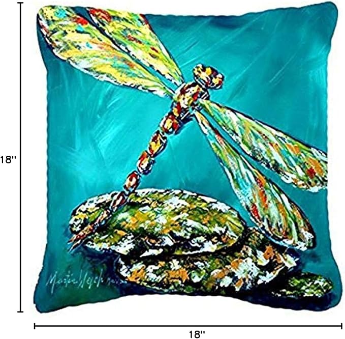 Caroline's Treasures MW1144PW1818 Insect - Dragonfly Matin Fabric Decorative Pillow Machine Washable, Indoor Outdoor Decorative Pillow for Couch, Bed or Patio, 18Hx18W