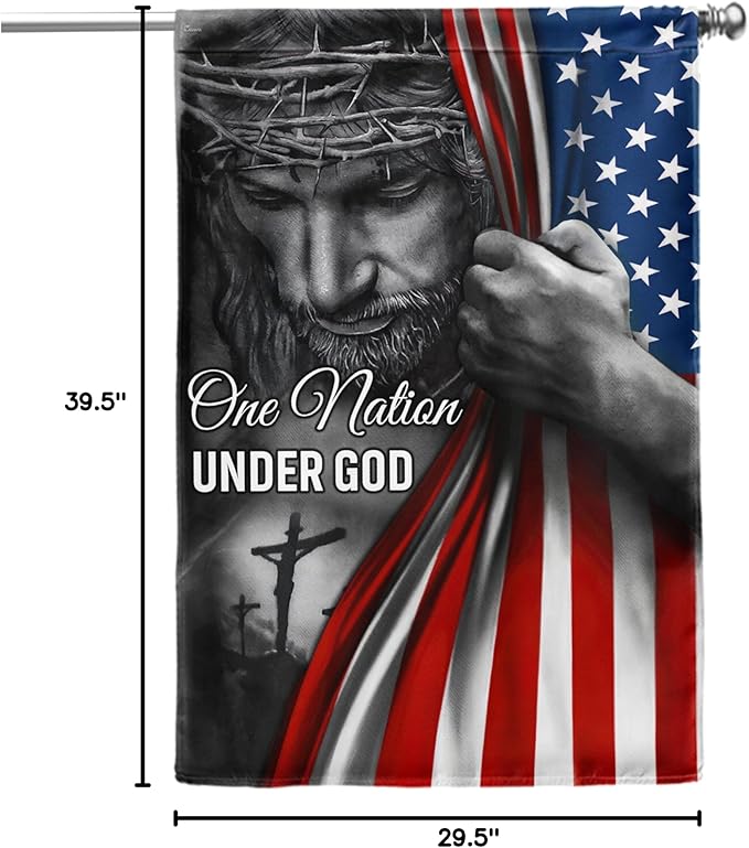 FLAGWIX Christian Patriot American Flags, One Nation Under God - 4th of July Decorations for Home, Outside, Indoor Outdoor Flag, House Flag 30x40 - Double Sided, Heavy Duty Canvas, Fade Resistant