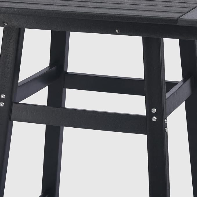 WestinTrends Malibu Square Outdoor Patio Bistro Bar Table with Umbrella Hole 42" Tall, Black