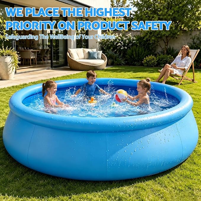 10 FT x 30 in Round Inflatable Swimming Pool, Large Round Inflatable Pool for Kids and Adults Summer Water Party Backyard Outdoor Pool