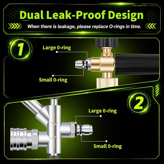 XOOL Pressure Washer Foam Cannon with Dual Connector, Car Wash Foam Gun Kit 1/4 Inch Quick Connector with 5 Power Washer Sprayer Nozzles, 5M Water Hose, Adapter, Cleaning Gloves, 1 Liter