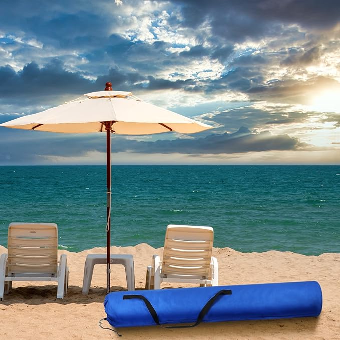 Dunzy 2 Pcs Beach Bags for Umbrella Waterproof Storage Bag for Umbrella with Shoulder Strap Carry Handle Large Foldable Bag for Umbrellas Outdoor Camping Traveling Patio Beach, Blue, 57 x 10 Inch