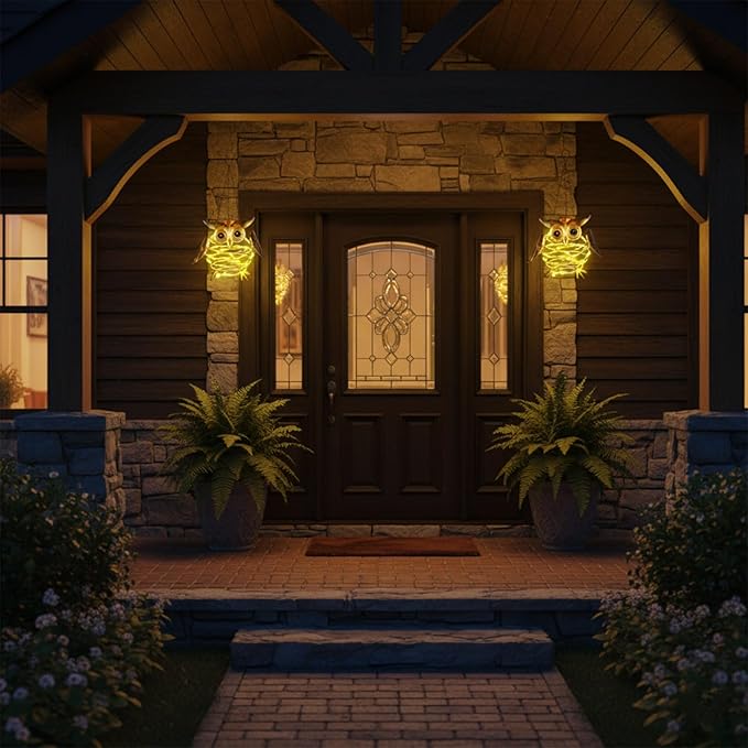 2 Pack Owl Solar Lights Outdoor Hanging Lantern with Handle, Solar Powered Owl Garden Decor for Outside Patio Yard Porch Pathway Owl Gifts for Women (Warm White LED Lights)