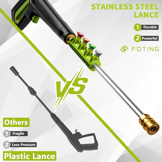 2026Upgraded Pressure Washer 5000PSI with Adjustable Touch Screen 8 Level, 34" Tall, 4 Quick Connect Nozzles,Inlet Hose&Filter&500mlFoam Cannon for Cars/Fences/Driveways/Home Cleaning,Green