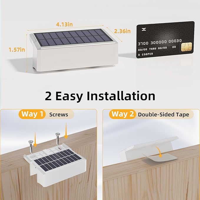 VOLISUN Solar Deck Lights 12 Pack, Warm White, Cool White and RGB Color Glow LED Large Size Lamp, IP65 Waterproof Solar Fence Lights Outdoor for Step, Patio, Fence, Railing, Wall, Stairs