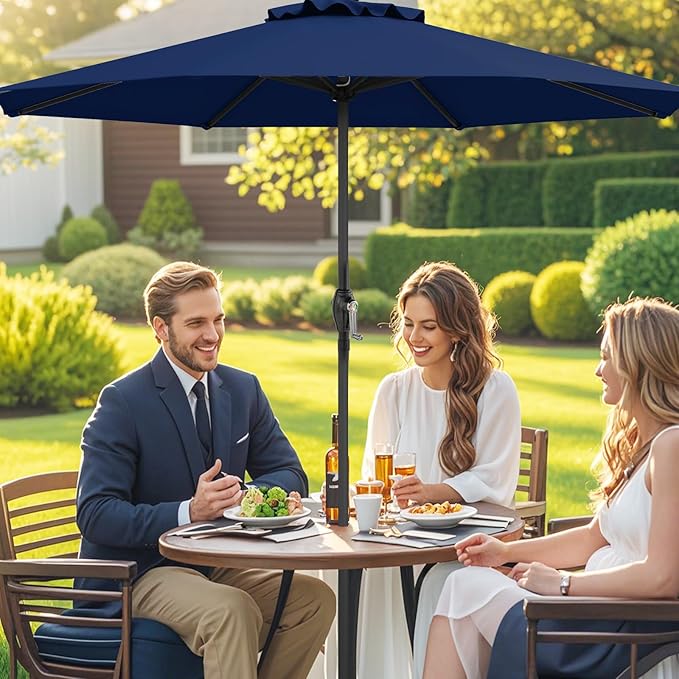 8.5 FT Patio Umbrella Outdoor Table Umbrella, Market Umbrella with Crank Handle, 8 Sturdy Ribs, Air Vent & Sun-Protective Canopy, Parasol for Garden, Backyard, Deck & Pool