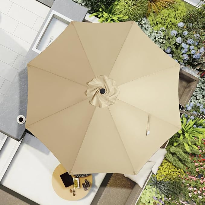 MASTERCANOPY Patio Umbrella 10 ft Replacement Canopy for 8 Ribs-Beige Canopy Only