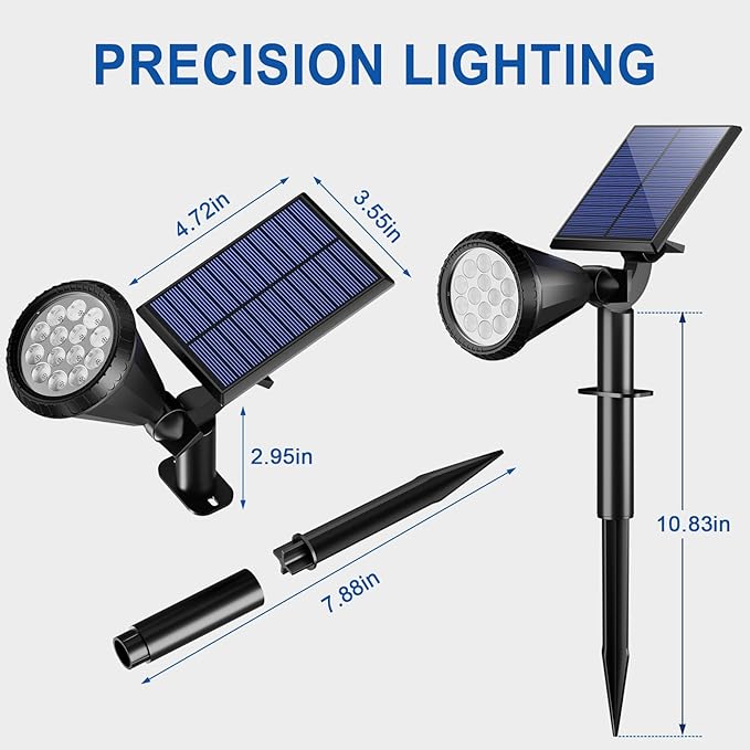 WELALO Solar Spot Lights Outdoor Waterproof IP65, 10 Pack 4 Lighting Modes Solar Powered Landscape Spotlights with Auto On/Off, Solar Garden Christmas Yard Pathway Wall Lights for Outside, Cool White