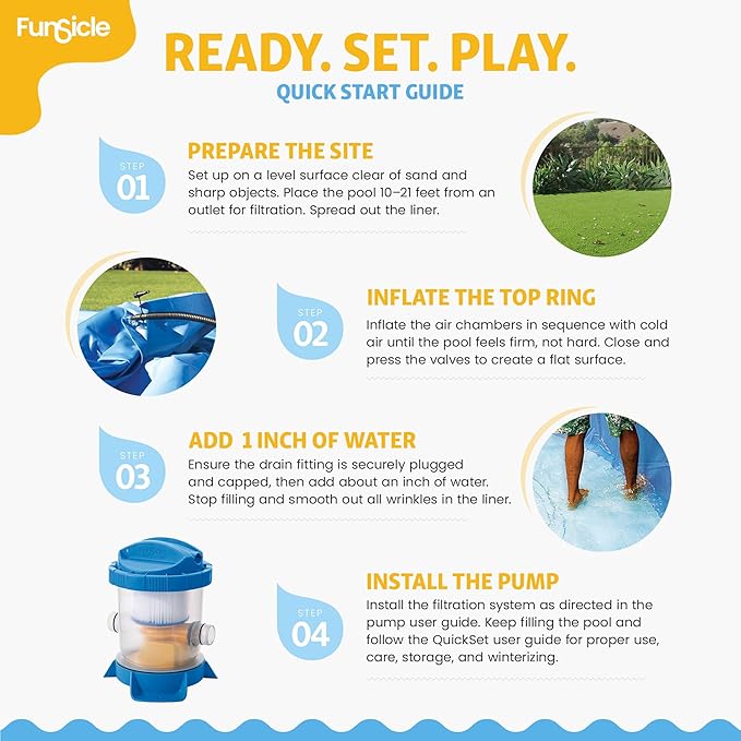 Funsicle Quickset 12' x 36" Round Above Ground Swimming Pool, with FiltraBoost 800 GPH Filter Pump, Type D Filter Cartridge & Repair Patch