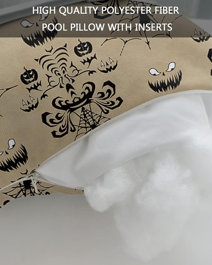 Outdoor Pillows Covers with Inserts Halloween Araneid Vintage Background Waterproof Recliner Pillow with Adjustable Strap Throw Pillows for Patio Furniture Pool Lounge Chair, 11x16 inch, 1PCS