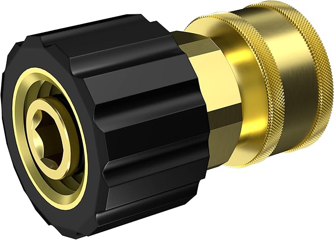 POHIR Pressure Washer Adapter Set, M22 14mm X 3/8" Male Plug Female Socket, Brass Quick Connect Fittings, Coupler for Pressure Washer Gun or Hose