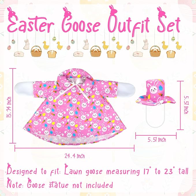 Easter Porch Goose Outfits,Cute Bunny Costume for 23" In Porch Goose | Porch Goose Outfit,Easter Rabbit Goose Clothes for Garden Porch Yard Lawn Patio Decor
