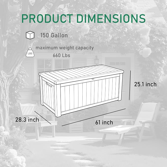 Outdoor Storage Solution with Deck Box Design, Multi-purpose Patio Furniture for Garden Tools, Shoe Storage & Cushions, Strong Storage Bins with Lids Style (darkgray)