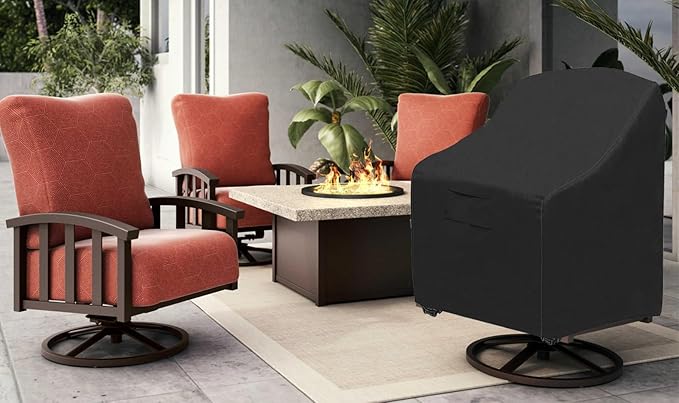 Outdoor Swivel Lounge Chair Cover 2 Pack,100% Waterproof Heavy Duty Patio Chair Covers, UV & Tear Resistant (37.5 W x 39.25 D x 38.5 H inches) Patio Furniture Covers 2-Pack Black