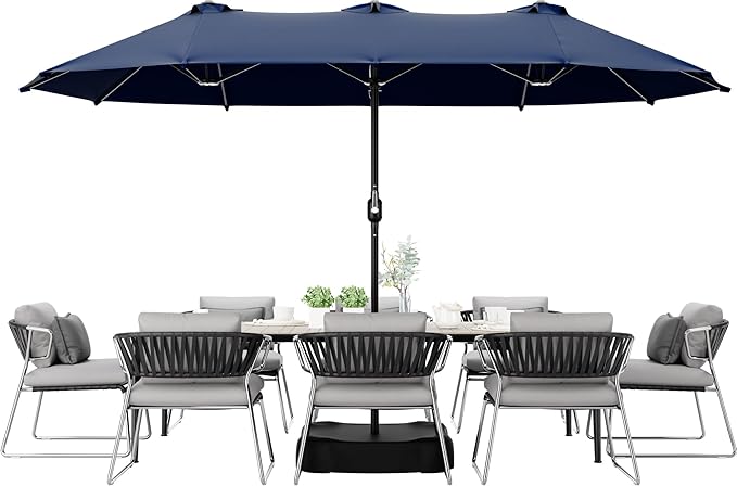 Joyside 13FT Large Patio Umbrella, Outdoor Double Sided Umbrella, Rectangle Umbrella with Crank Handle, 12 Sturdy Ribs for Deck, Porch and Pool