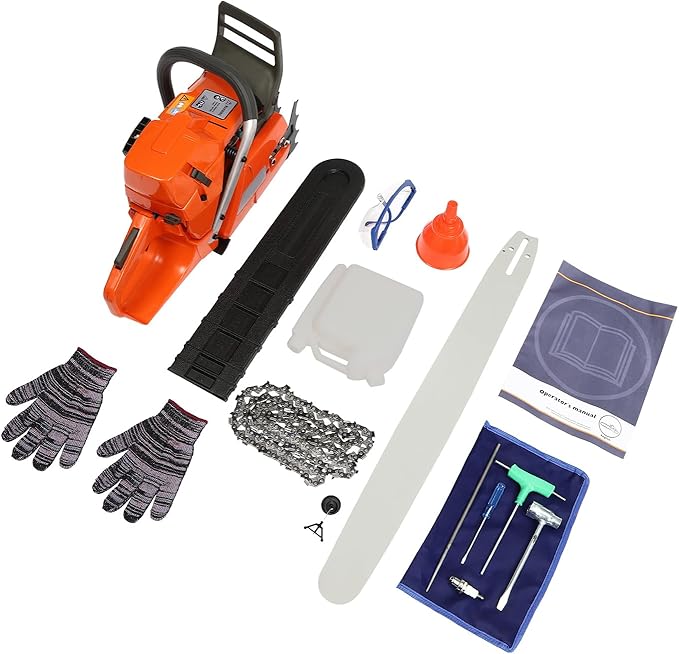 Gas Chainsaw, 65CC 2 Stroke Handheld Gasoline Powered Chainsaw, 24 Inch Single Cylinder Hand Pull Start Petrol Chain Saws for Forest Harvesting, Pruning Branches, Logging - 28.33" Cutting