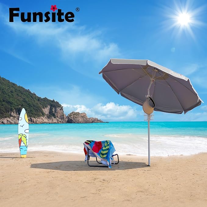 6.5ft Portable Beach Umbrellas for Sand Beach UV 50+ Umbrella with Tilt & Steel Pole, Protection with Heavy Duty Anchor, Patio Umbrella with Carry Bag