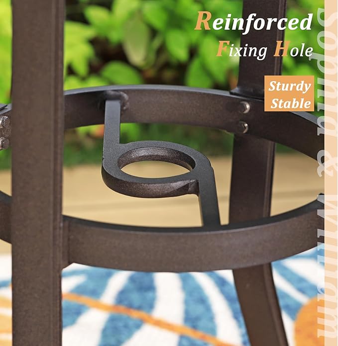 Sophia & William Cast Aluminium Patio Bistro Table Round with 1.97" Umbrella Hole, Premium Bronze Outdoor Bar Dining Table for Porch Balcony Backyard, 31.5" Dia x 29.1" H