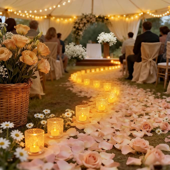 Tea Lights Flameless Candles, 50 Pack Warm Yellow Battery Operated Flickering Candles 200+ Hours Ideal for Home Decoration Outdoor Wedding Parties (50pack Warm Yellow)