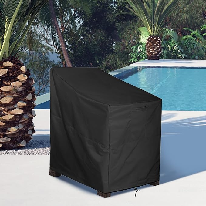 Outdoor Chair Covers 2 Pack, ALSTER Patio Chair Covers, Durable and Waterproof Black Furniture Covers for Lounge Deep Seat, Rain Snow Dust Wind-Proof(28" L x 36" W x 47" H)