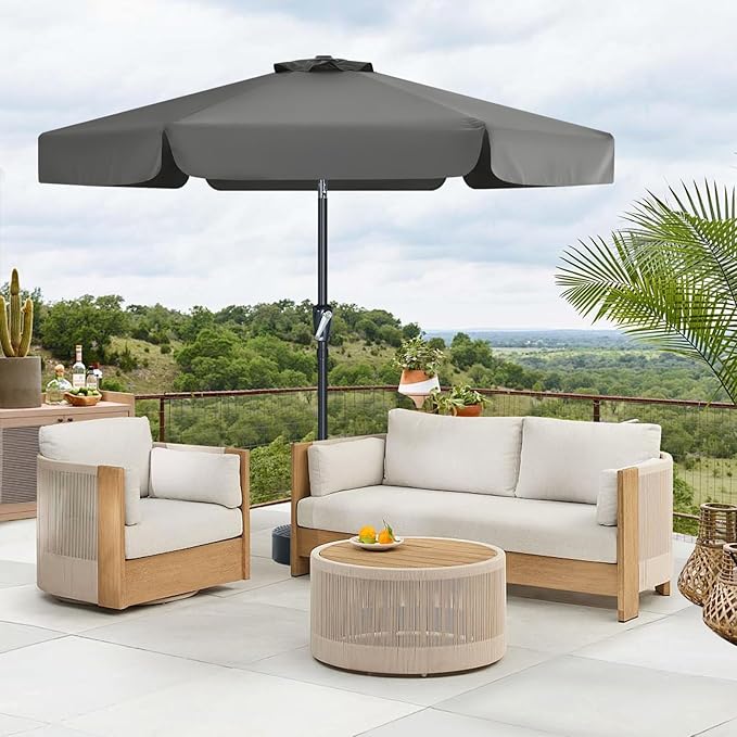 MASTERCANOPY 7.5ft Patio Umbrella with Valance, Crank and Tilt – 6 Ribs Outdoor Market Umbrella, UV/Fade Resistant, Waterproof Canopy with Wind Vent for Garden, Deck, Backyard, Pool (Dark Gray)