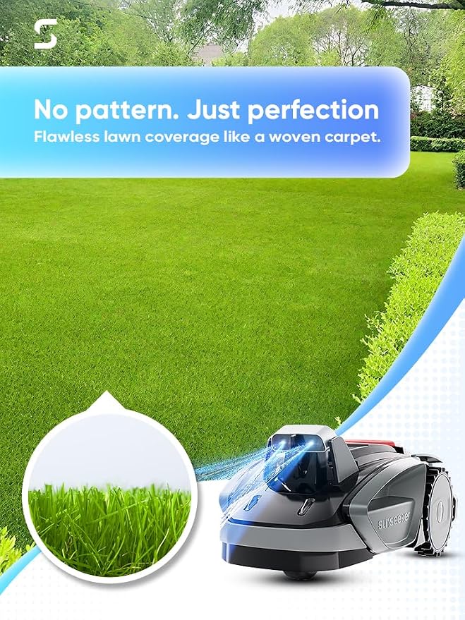 Sunseeker V3 Wireless Robot Lawn Mower for Small Yards, 0.15 Acre/6,400 Sq. Ft., Vision AI Obstacle Detection, One-Click Start, App Control, Auto Recharge, 42% Slope