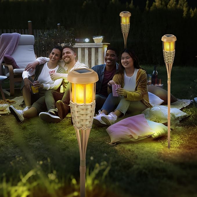 Solar Outdoor Lights, Solar Torch Lights Outdoor Flickering Flame, Outdoor Decorations for Patio Path Yard - 8 Pack