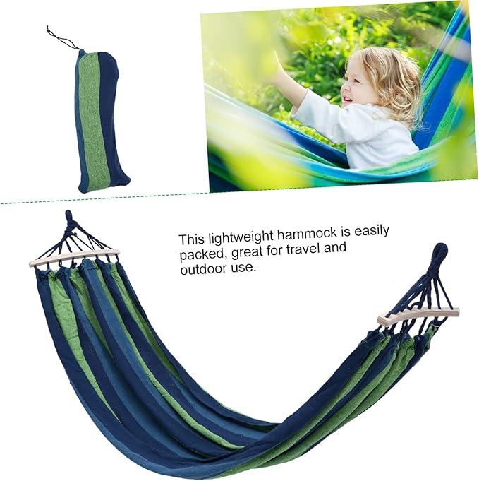 LIOOBO Portable Outdoor Canvas Hammock Double Camping Swing Breathable for Garden Beach and to Assemble Relaxation for Nature Lovers