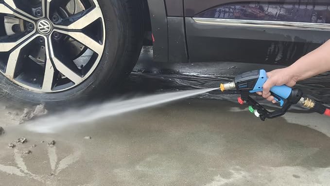 GDHXW Pressure Washer Gun with Foam Cannon, Adjustable Extension Wand, 5 Nozzles, 360° Swivel, 5000 PSI