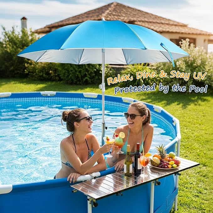 Floating Pool Umbrella, 6.5ft In-Pool Sunshade with UV-Resistant Coating, Portable Outdoor Shade Canopy for Pool, Lake & Beach, Travel-Friendly