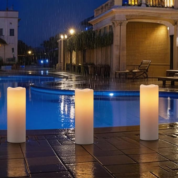 Eldnacele Large Outdoor Solar Flameless Candles Waterproof, 4" x 14", Solar Powered Dusk to Dawn Plastic LED Flickering Pillar Candles for Garden Patio Lanterns Wedding Holiday Decor(2 Pack White)