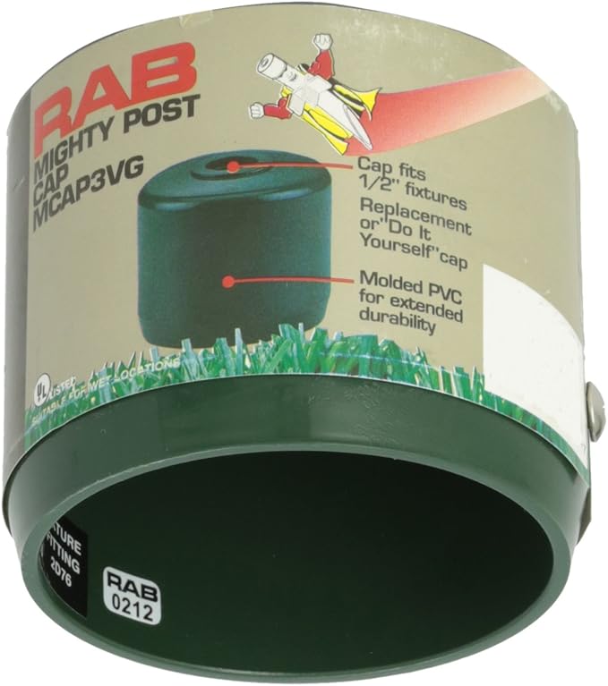 RAB Lighting MCAP3VG Mighty Post Cap for 3" Pipe, 2-7/8" OD, Verde Green, Multicolor