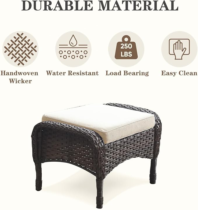 Belord 6 Pieces Wicker Patio Conversation Sets with Outdoor Swivel Rocker Chairs and Loveseat Glider Chair, All-Weather Rattan Furniture Set for Deck Patio Backyard Sunroom Brown