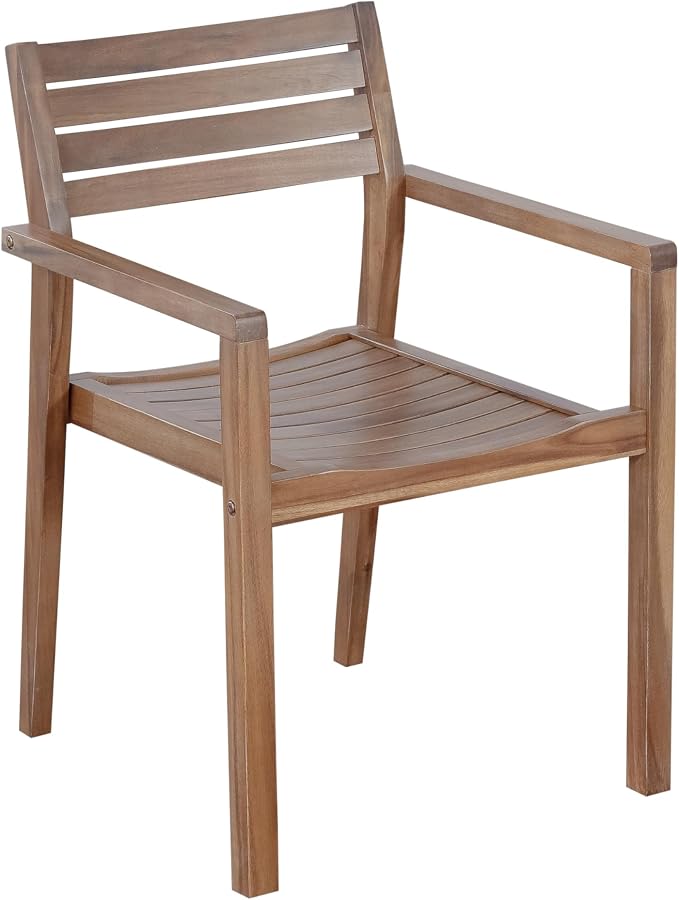 RuiSiSi 5-Piece Patio Furniture Sets for 4,Outdoor Round Dining Set for Garden, Solid Wood Table & 4 Chairs, 47.2" Round Dining Table with Slatted Design, Light Gray+Light Brown
