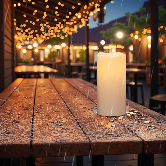 Eldnacele Large Outdoor Solar Flameless Candles Waterproof, 4" x 8", Solar Powered Dusk to Dawn Plastic LED Flickering Pillar Candles for Garden Patio Lanterns Wedding Holiday Decor(2 Pack White)