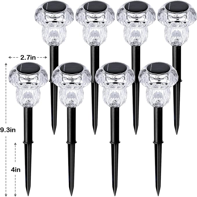 Solar Pathway Lights Outdoor 8 Pack Mushroom Garden Lights Waterproof Solar Powered Yard Lighting for Landscape, Driveway, Path, Walkway, Patio, Outside Garden Decorations, 3000K Warm White