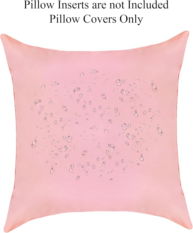 A1 HOME COLLECTIONS A1HC Luxurious Outdoor Waterproof Pillow Covers 18x18 Inches (Pack of 2, Pink Flare), Throw Pillow Covers for Pool Areas, Garden, Sofa, Chairs, Beds, Tent, Patio