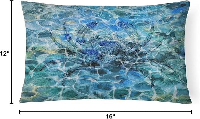Caroline's Treasures BB5358PW1216 Crab Under Water Canvas Fabric Decorative Pillow Machine Washable, Indoor Outdoor Decorative Pillow for Couch, Bed or Patio, 12HX16W