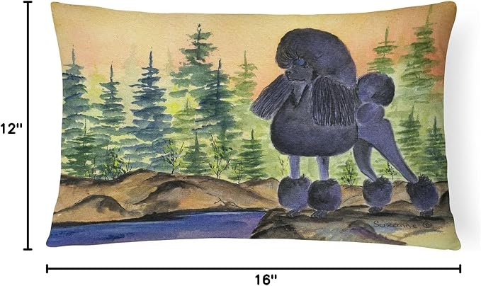 Caroline's Treasures SS8196PW1216 Poodle Canvas Fabric Decorative Pillow Machine Washable, Indoor Outdoor Decorative Pillow for Couch, Bed or Patio, 12HX16W