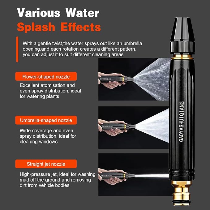 Home High-Pressure Car Wash Water Gun with Booster Nozzle,Home High-Pressure Car Wash Water Gun with Booster Nozzle and Hose, for Watering Plants and Vegetables, and Car Washing
