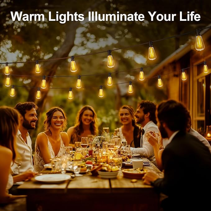 MGVIH Outdoor String Led Patio Lights - 150Ft 45M Outside Waterproof Light ST38 Shatterproof Bulb Connectable Hanging Outdoor Electric Lighting for Backyard Yard Gazebo Porch Party