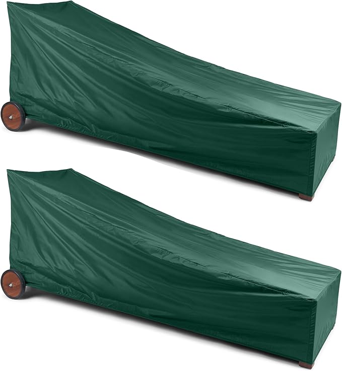 Covermates Chaise Lounge Cover - Light Weight Material, Weather Resistant, Elastic Hem, Seating and Chair Covers, 25W x 78D x 30H - Set of 2, Green