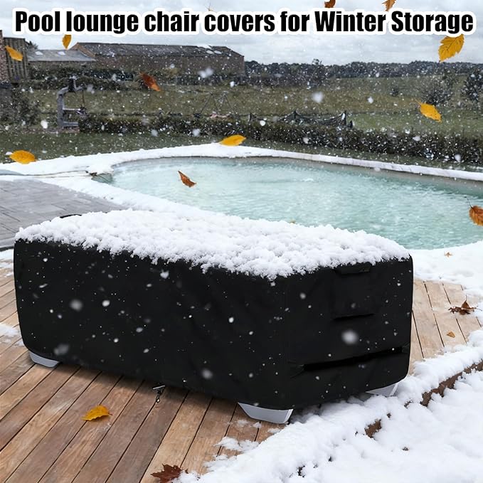 Stackable Chaise Lounge Covers for 2-3 Stackable Patio Lounge Chair, 600D Weather-Resistant Polyester Fabric, Outdoor Furniture Storage Cover for Stackable Lounge Chair - 80"L x 30"W x 20"H, Black