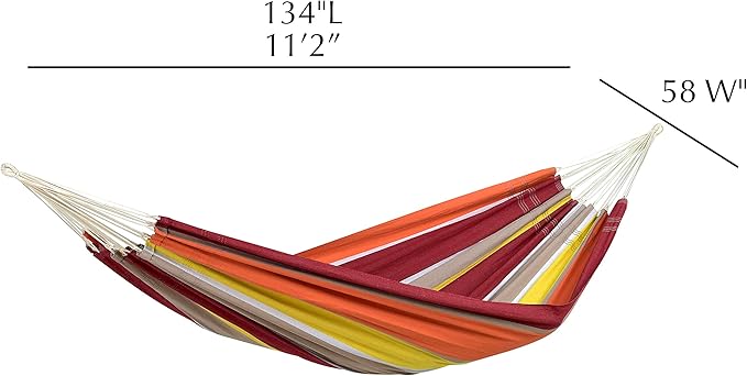 BYER OF MAINE Barbados Hammock, Authentic Brazilian, Acerola, Recycled Cotton/Polyester Blend, 134" L x 58" W, Holds up to 330lbs