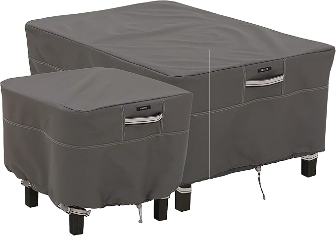 Classic Accessories Ravenna Water-Resistant 38 Inch Rectangular Patio Ottoman/Table Cover, Outdoor Table Cover