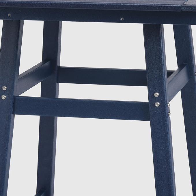 WestinTrends Malibu Square Outdoor Patio Counter High Bistro Bar Table with Umbrella Hole 37" Tall, Navy Blue