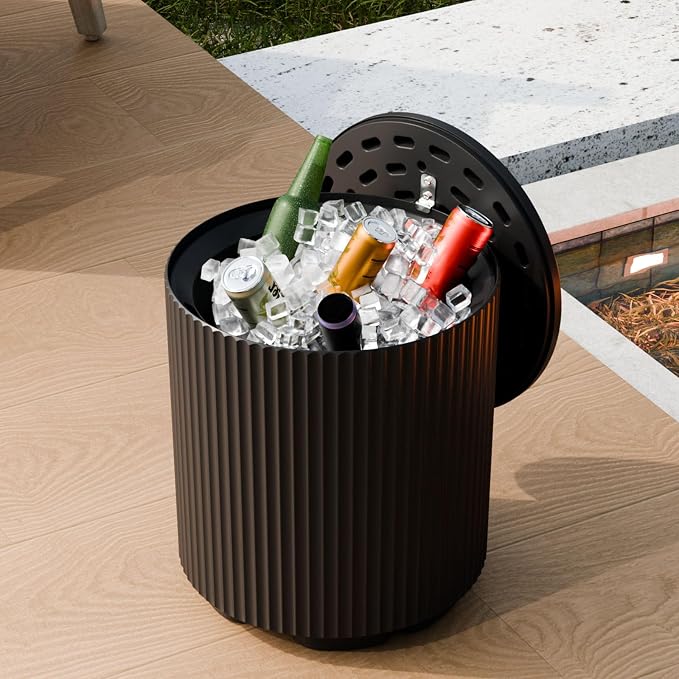 FONTOI Outdoor Cooler Side Table 2 Pack, 2 in 1 Ice Chest Side Table,as Cooler Side Table,Cooler Table for Patio, Parties Picnics, Beach