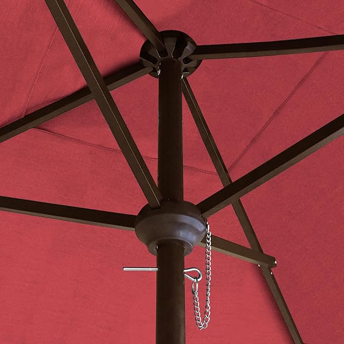 EliteShade USA 10-Year-Non-Fading 6x6Ft Square Market Patio Umbrella, UPF 50+ UV Protection Performance Sun Umbrella, Heavy Duty Commercial Grade Outdoor Table Umbrella with Crank, Windproof Vented Top for Garden, Pool, Deck and Outdoor Playsets, Burgundy