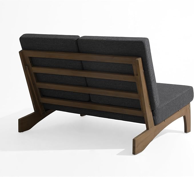 Pia Ricoo 1-Piece Patio Furniture Set, Outdoor Loveseat with 4.5-Inch Thick Cushions, All-Weather Outdoor Sofa for Backyard, Deck, Lawn - Drak (Split Back)