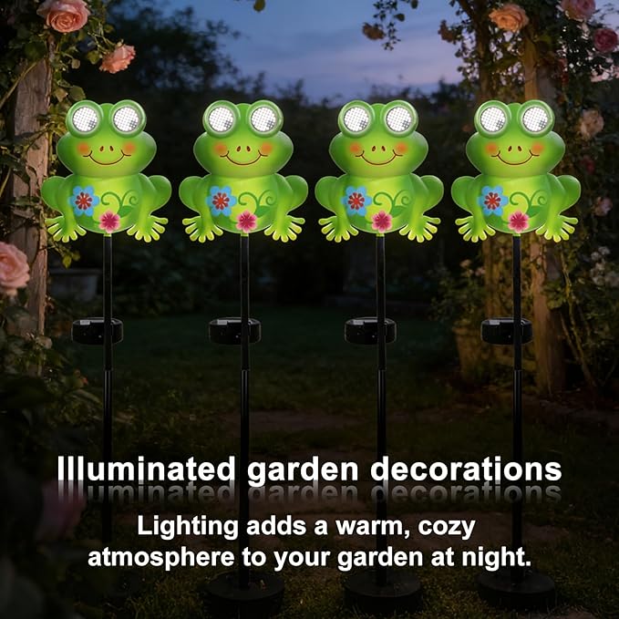Rngmsi Garden Solar Lights Dynamic Eyes, Frog Solar Garden Lights Stake Outdoor Decorations, LED Lighting Frog Gifts for Patio Yard Pathway Lawn Ornaments